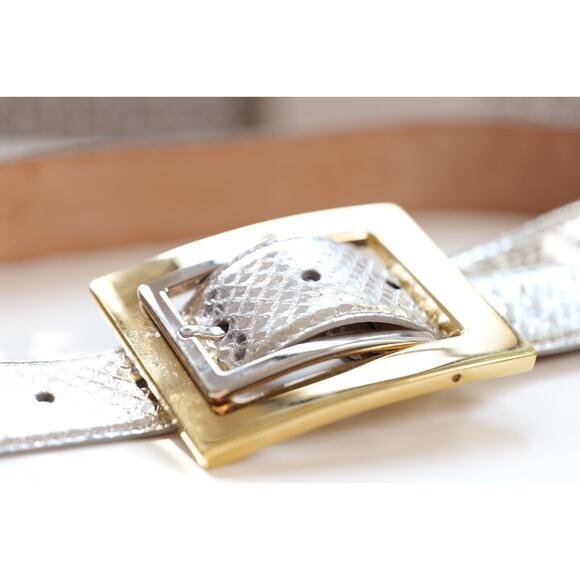 Dolce & Gabbana Vintage Silver Python Leather Belt (Size 34\